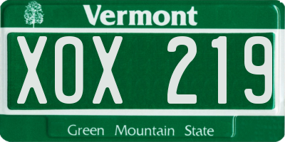 VT license plate XOX219