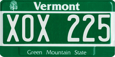 VT license plate XOX225