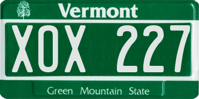 VT license plate XOX227