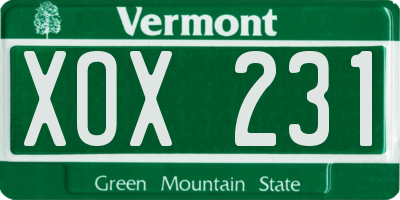 VT license plate XOX231