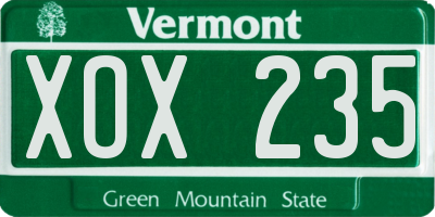 VT license plate XOX235