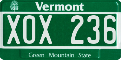 VT license plate XOX236