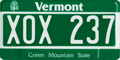 VT license plate XOX237