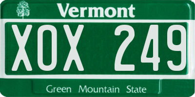 VT license plate XOX249