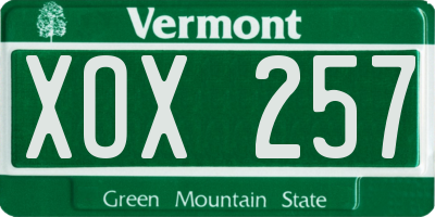 VT license plate XOX257