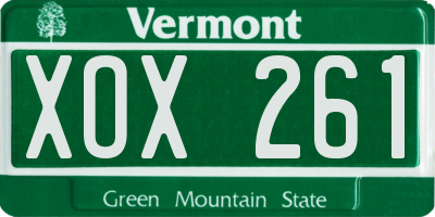 VT license plate XOX261