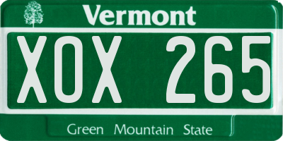 VT license plate XOX265