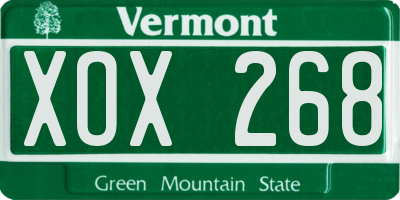 VT license plate XOX268