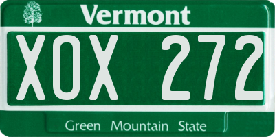 VT license plate XOX272