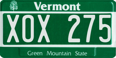 VT license plate XOX275
