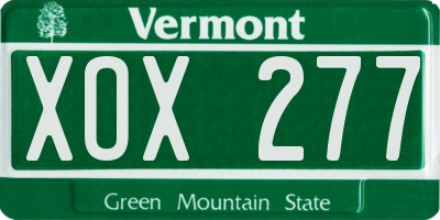 VT license plate XOX277