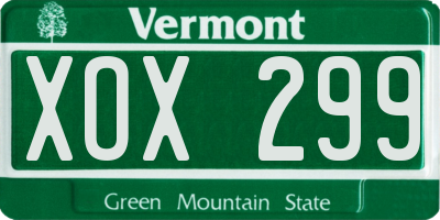 VT license plate XOX299