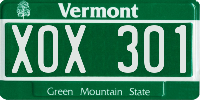 VT license plate XOX301