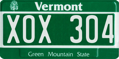 VT license plate XOX304