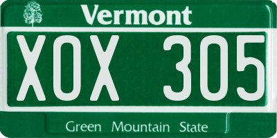 VT license plate XOX305