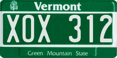 VT license plate XOX312