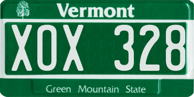 VT license plate XOX328