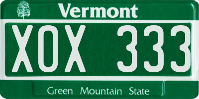 VT license plate XOX333