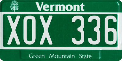 VT license plate XOX336