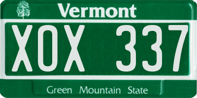 VT license plate XOX337