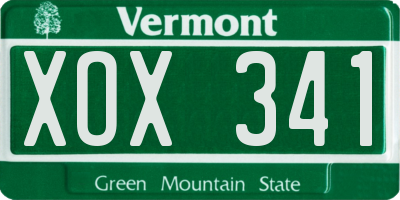 VT license plate XOX341