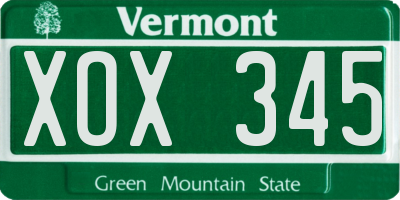 VT license plate XOX345