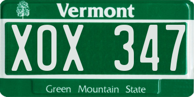 VT license plate XOX347