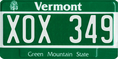 VT license plate XOX349