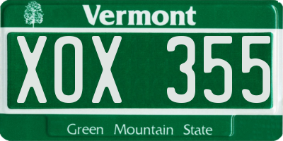 VT license plate XOX355