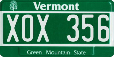 VT license plate XOX356