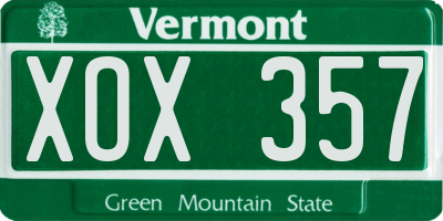 VT license plate XOX357