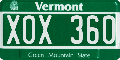 VT license plate XOX360