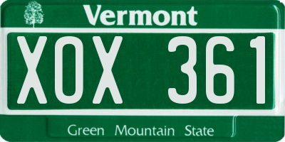 VT license plate XOX361