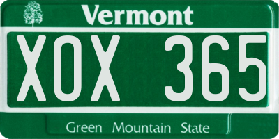 VT license plate XOX365