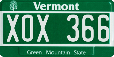 VT license plate XOX366