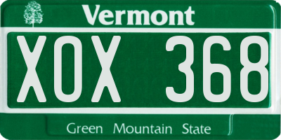 VT license plate XOX368