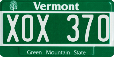 VT license plate XOX370