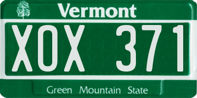 VT license plate XOX371