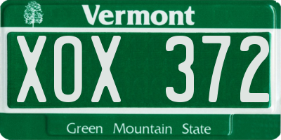VT license plate XOX372