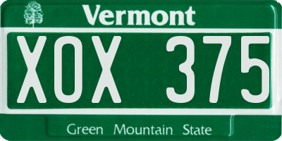 VT license plate XOX375