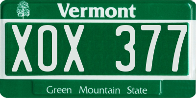 VT license plate XOX377