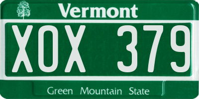 VT license plate XOX379