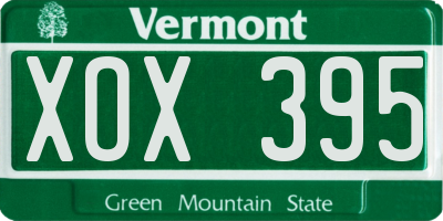 VT license plate XOX395