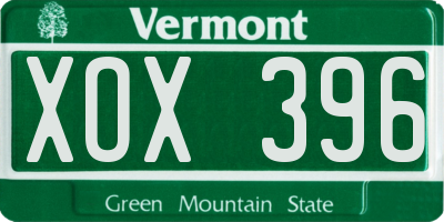 VT license plate XOX396