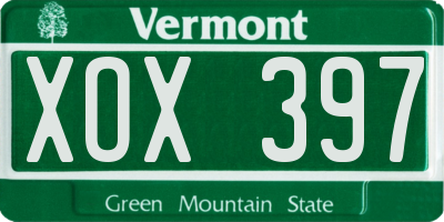 VT license plate XOX397