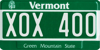 VT license plate XOX400