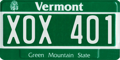 VT license plate XOX401