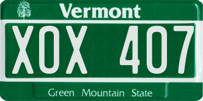 VT license plate XOX407