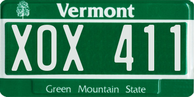 VT license plate XOX411