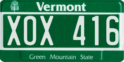 VT license plate XOX416